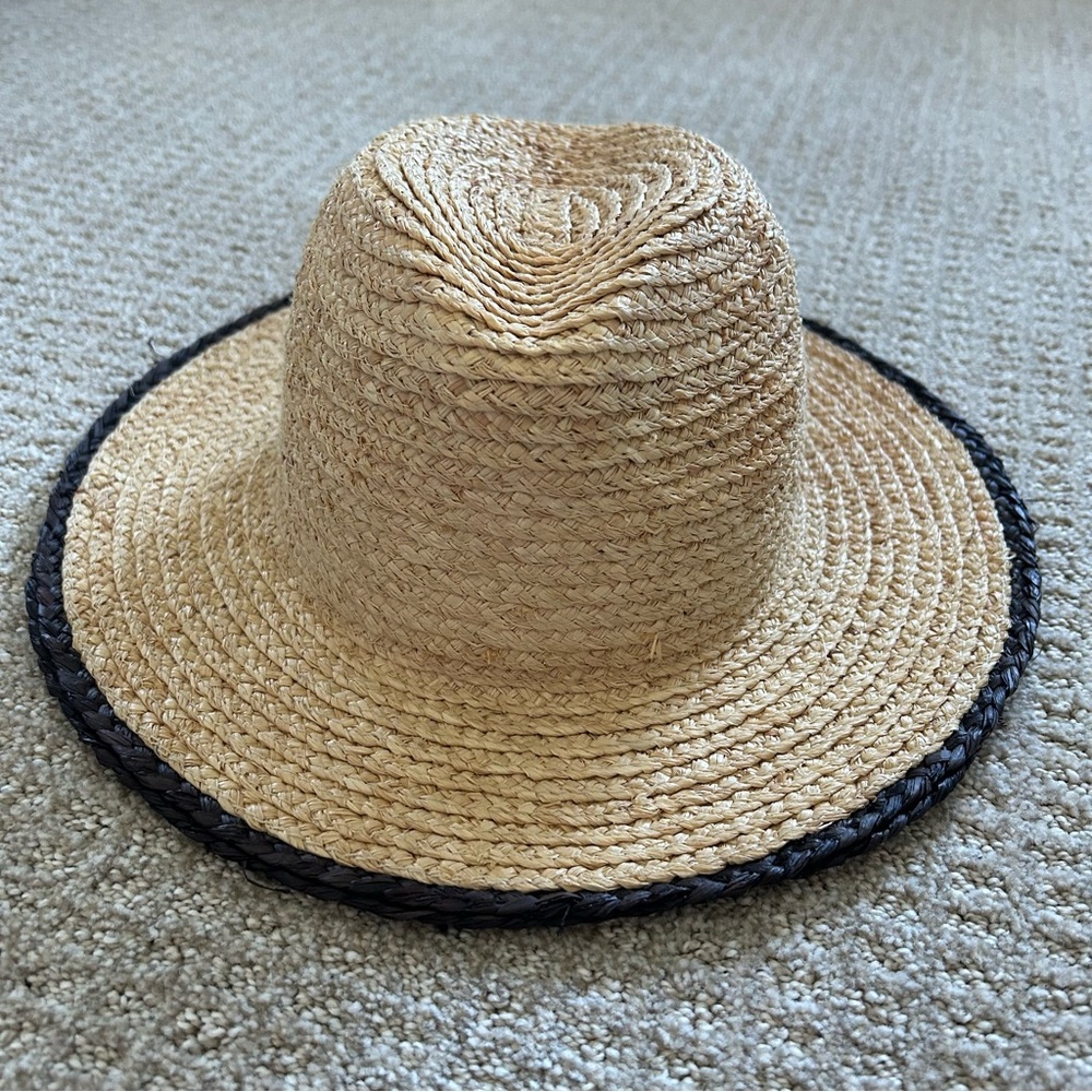 Zara Woven Straw Tan Black Trim - Picture 5 of 10